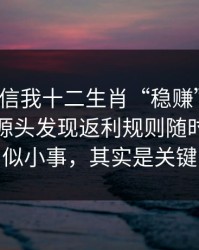 有人私信我十二生肖“稳赚”链接，我追到源头发现返利规则随时改：看似小事，其实是关键