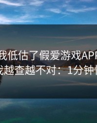 我承认我低估了假爱游戏APP的逼真程度，我越查越不对：1分钟快速避坑