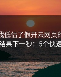 我承认我低估了假开云网页的逼真程度，结果下一秒：5个快速避坑