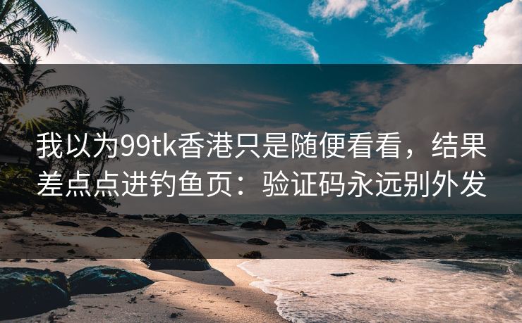 我以为99tk香港只是随便看看，结果差点点进钓鱼页：验证码永远别外发